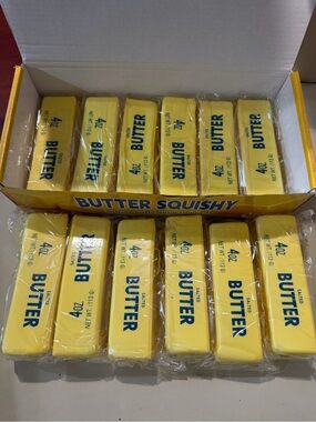 New 12 Lot Butter Squishy Stress Toy - Yellow